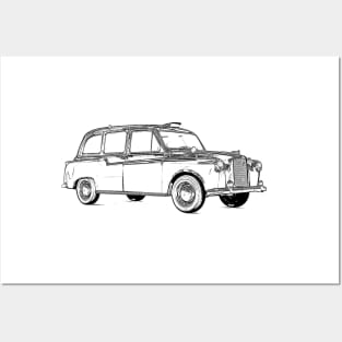 London Black Cab Wireframe Posters and Art